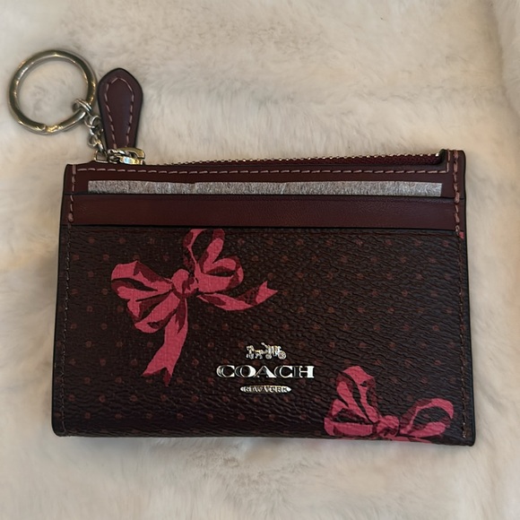 Coach Mini Skinny Id Case With Bow Print - Picture 1 of 4